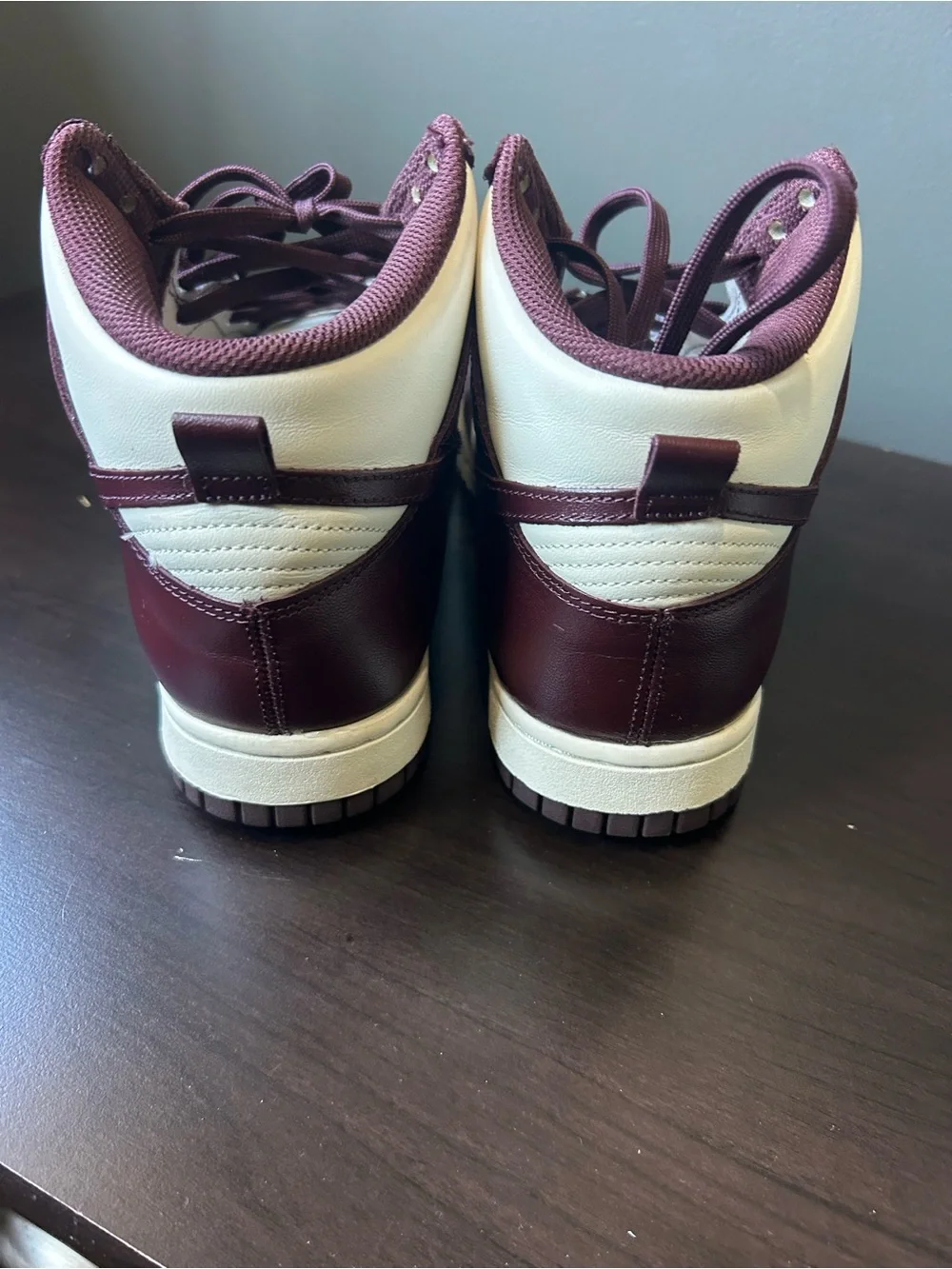 Nike High-Top Sneakers in Burgundy and White